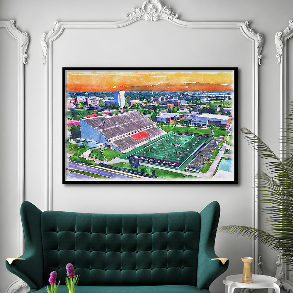 Roy Kidd Painting Stadium Watercolor, Richmond Kentucky Watercolor, Sport Gift Art, Framed Art Print Wall Decor