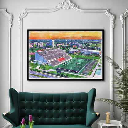 Roy Kidd Painting Stadium Watercolor, Richmond Kentucky Watercolor, Sport Gift Art, Framed Art Print Wall Decor