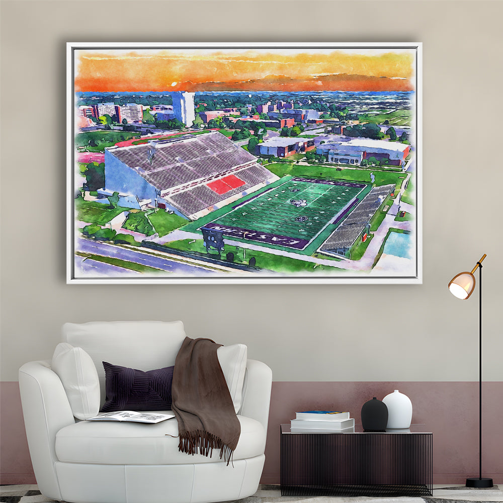 Roy Kidd Painting Stadium Watercolor, Richmond Kentucky Watercolor, Sport Gift Art, Framed Canvas Print Wall Art