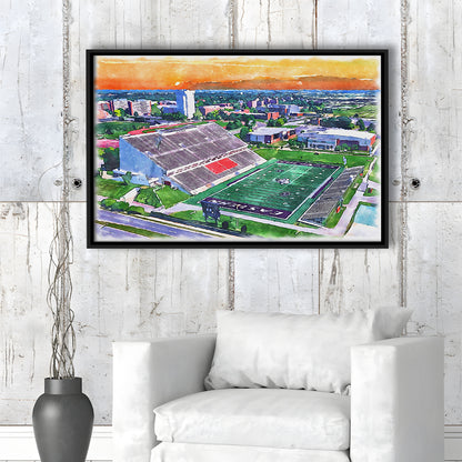 Roy Kidd Painting Stadium Watercolor, Richmond Kentucky Watercolor, Sport Gift Art, Framed Canvas Print Wall Art