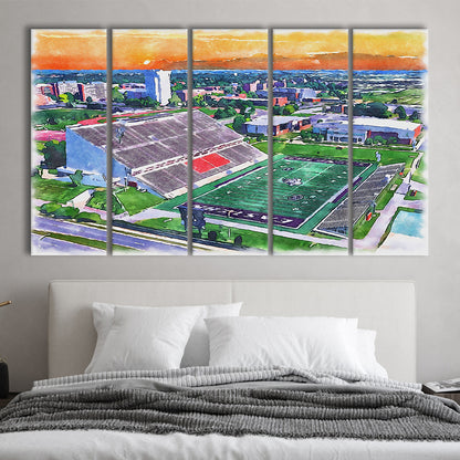 Roy Kidd Painting Stadium Watercolor, Richmond Kentucky Watercolor, Sport Art, Extra Large Canvas Print Wall Art