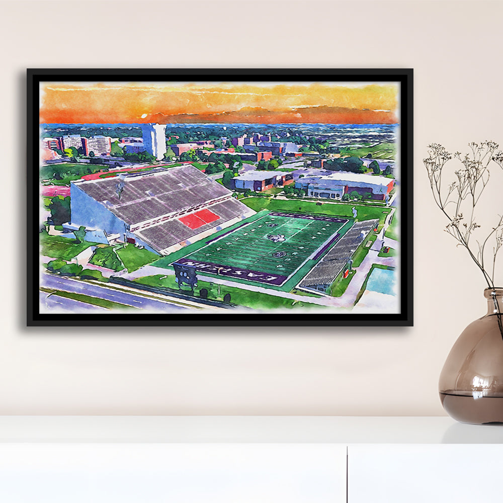 Roy Kidd Painting Stadium Watercolor, Richmond Kentucky Watercolor, Sport Gift Art, Framed Canvas Print Wall Art