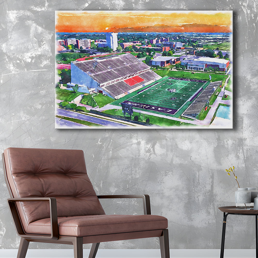 Roy Kidd Painting Stadium Watercolor, Richmond Kentucky Watercolor, Sport Art, Gifts for him, Canvas Print Wall Art
