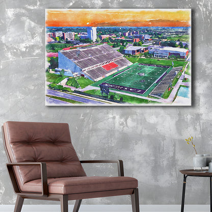 Roy Kidd Painting Stadium Watercolor, Richmond Kentucky Watercolor, Sport Art, Gifts for him, Canvas Print Wall Art