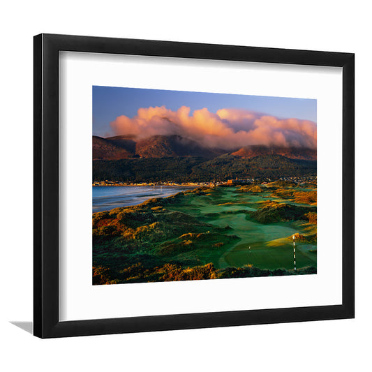 Royal County Down Golf Club Hole 03R A Glorious Morning Newcastle, Goft Art Print, Framed Art Print White Border Wall Decor