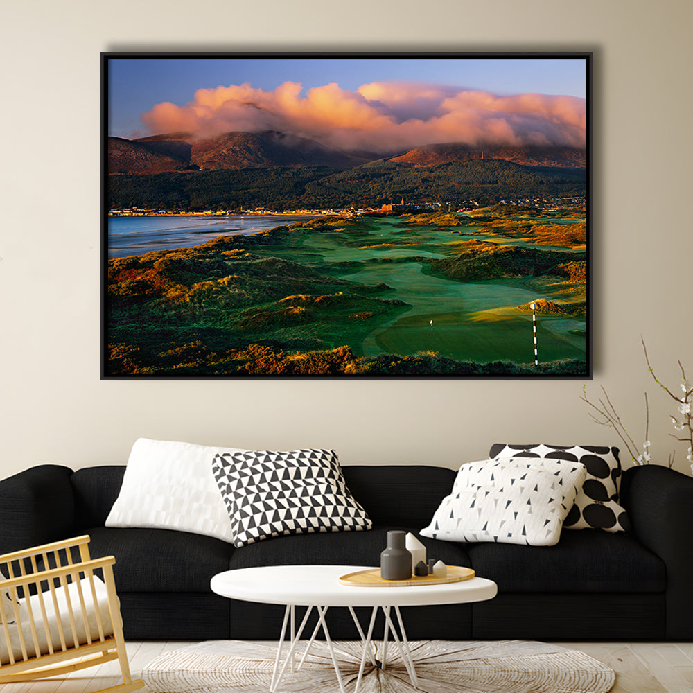 Royal County Down Golf Club Hole 03R A Glorious Morning Newcastle, Floating Framed Canvas Print Wall Art