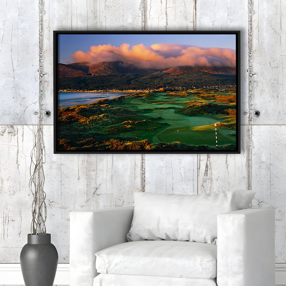 Royal County Down Golf Club Hole 03R A Glorious Morning Newcastle, Floating Framed Canvas Print Wall Art