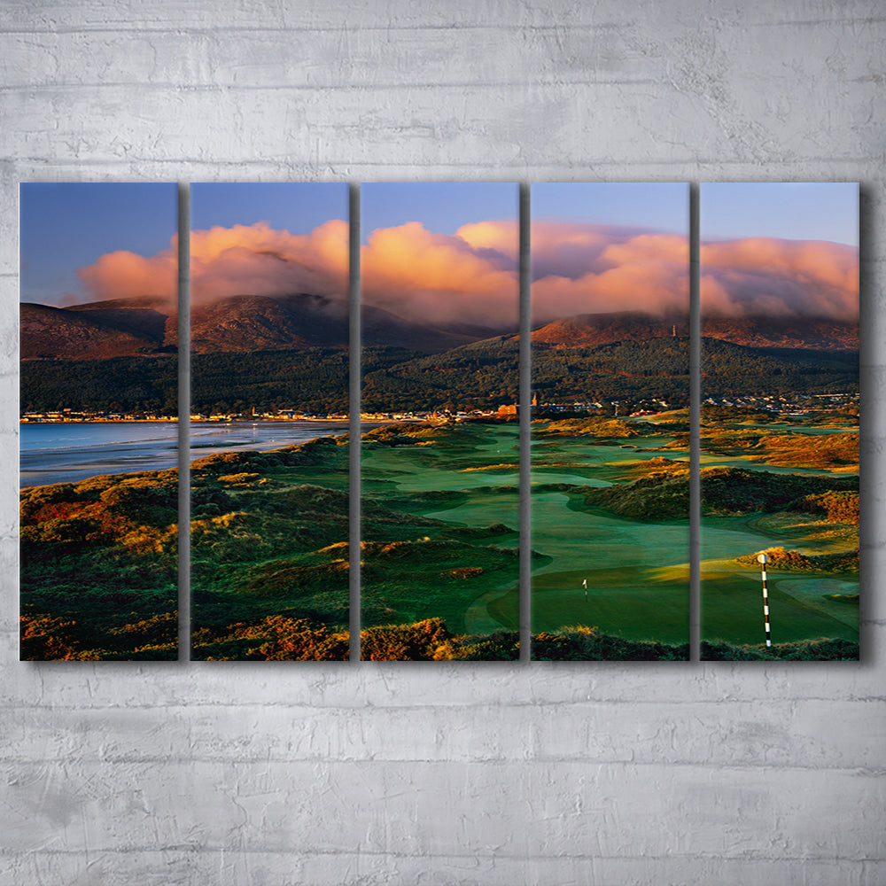 Royal County Down Golf Club Hole 03R A Glorious Morning Newcastle, Golf Art Print, Extra Large Canvas Print Wall Art