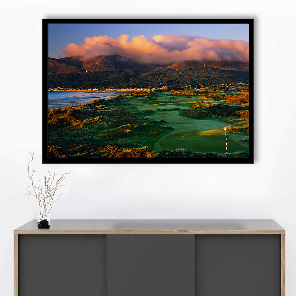 Royal County Down Golf Club Hole 03R A Glorious Morning Newcastle, Framed Art Print Wall Decor, Picture Framed