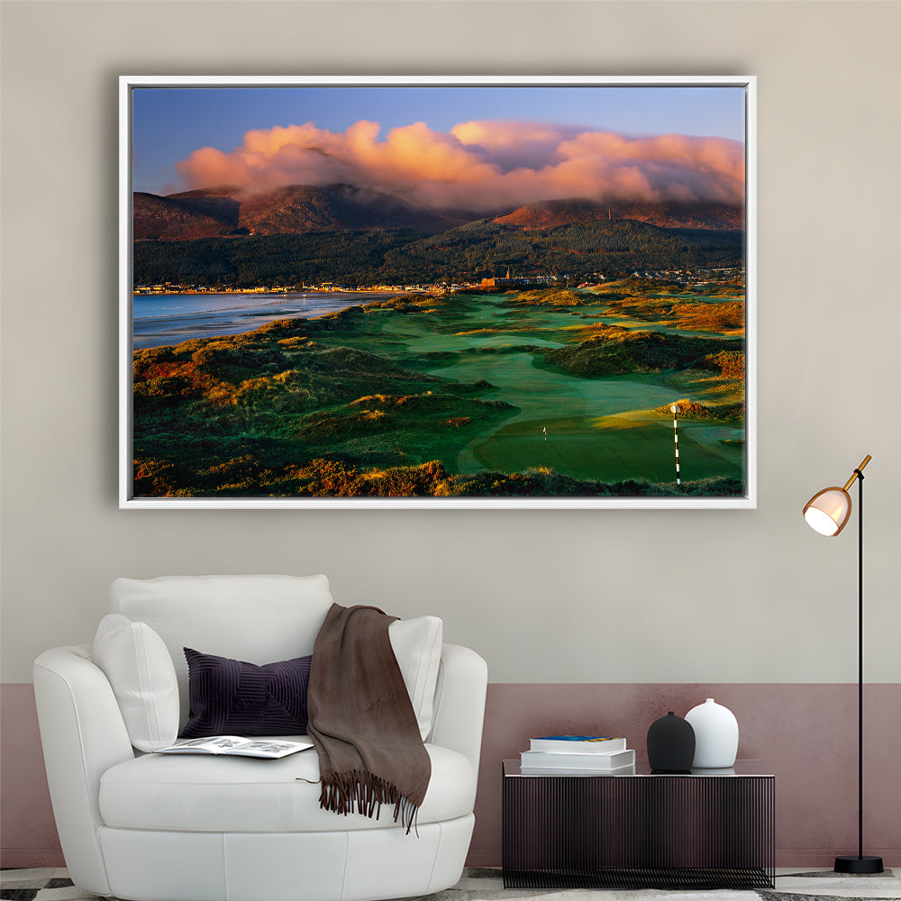 Royal County Down Golf Club Hole 03R A Glorious Morning Newcastle, Floating Framed Canvas Print Wall Art