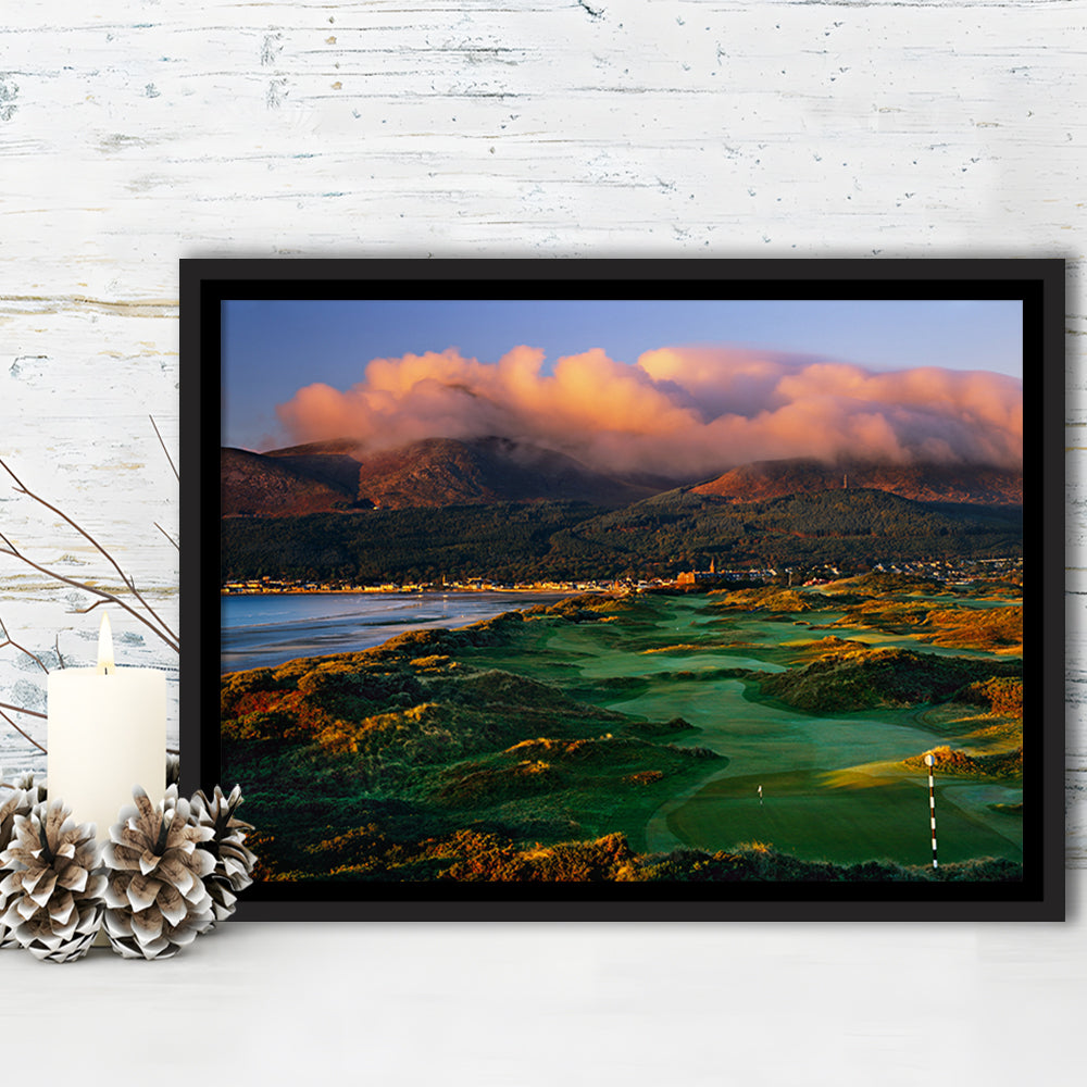 Royal County Down Golf Club Hole 03R A Glorious Morning Newcastle, Floating Framed Canvas Print Wall Art