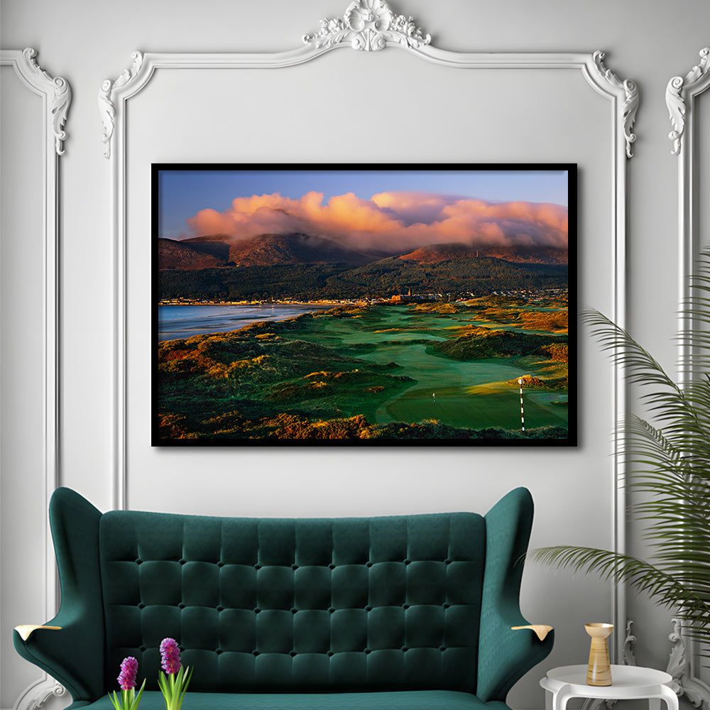 Royal County Down Golf Club Hole 03R A Glorious Morning Newcastle, Framed Art Print Wall Decor, Picture Framed