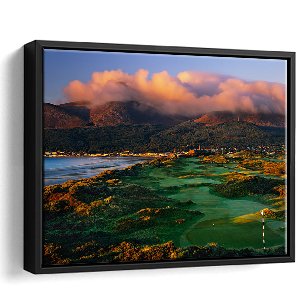 Royal County Down Golf Club Hole 03R A Glorious Morning Newcastle, Floating Framed Canvas Print Wall Art