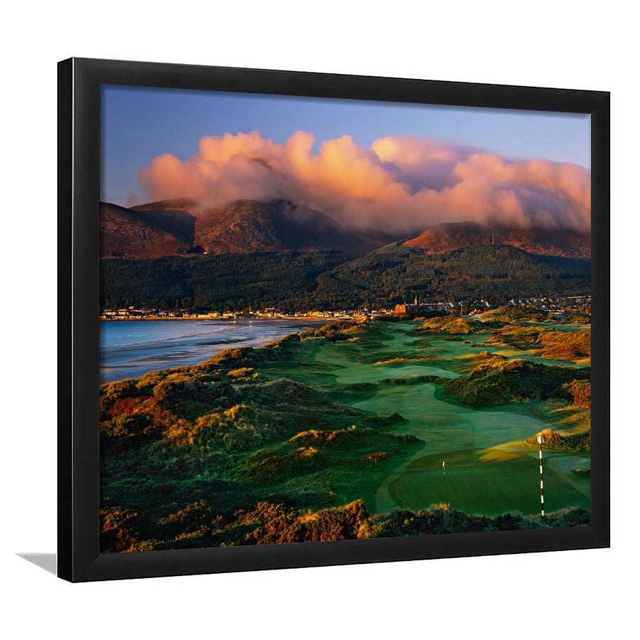 Royal County Down Golf Club Hole 03R A Glorious Morning Newcastle, Framed Art Print Wall Decor, Picture Framed