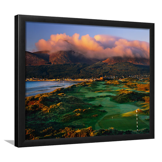 Royal County Down Golf Club Hole 03R A Glorious Morning Newcastle, Framed Art Print Wall Decor, Picture Framed