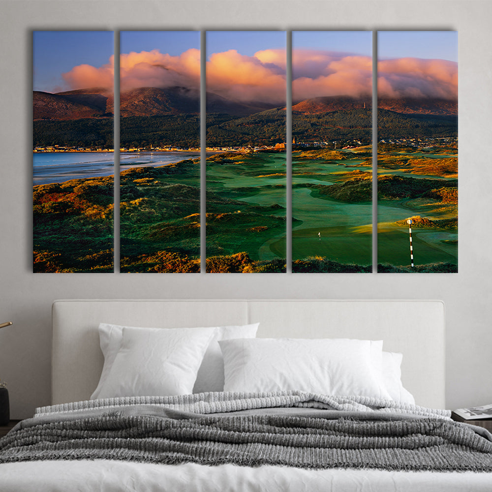Royal County Down Golf Club Hole 03R A Glorious Morning Newcastle, Golf Art Print, Extra Large Canvas Print Wall Art