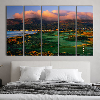 Royal County Down Golf Club Hole 03R A Glorious Morning Newcastle, Golf Art Print, Extra Large Canvas Print Wall Art