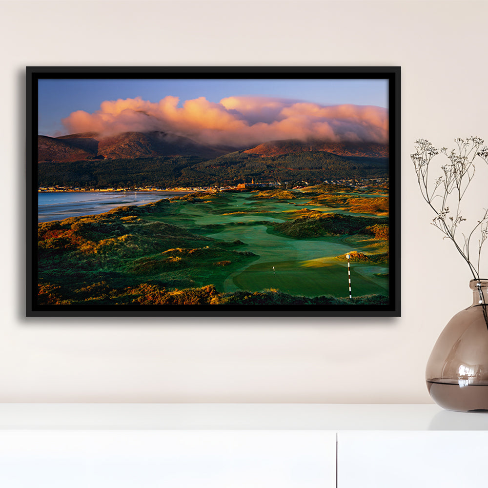 Royal County Down Golf Club Hole 03R A Glorious Morning Newcastle, Floating Framed Canvas Print Wall Art