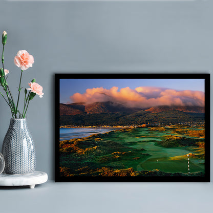 Royal County Down Golf Club Hole 03R A Glorious Morning Newcastle, Framed Art Print Wall Decor, Picture Framed