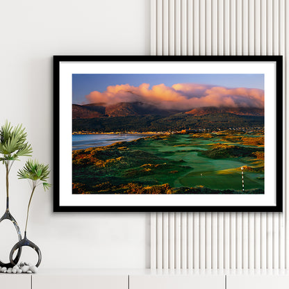 Royal County Down Golf Club Hole 03R A Glorious Morning Newcastle, Goft Art Print, Framed Art Print White Border Wall Decor
