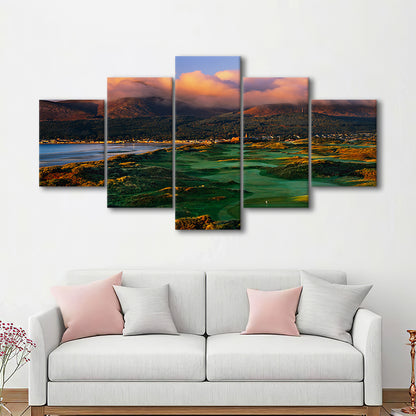 Royal County Down Golf Club Hole 03R A Glorious Morning Newcastle, Golf Art Print, 5 Pieces Mixed Canvas Print Wall Art
