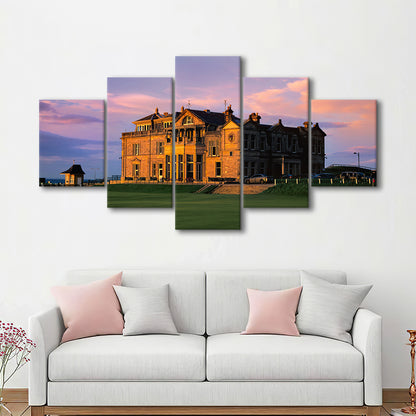 Royal & Ancient Golf, 18Th Green Of The Old Course, St Andrews, Scotland, 5 Pieces Mixed Canvas Print Wall Art