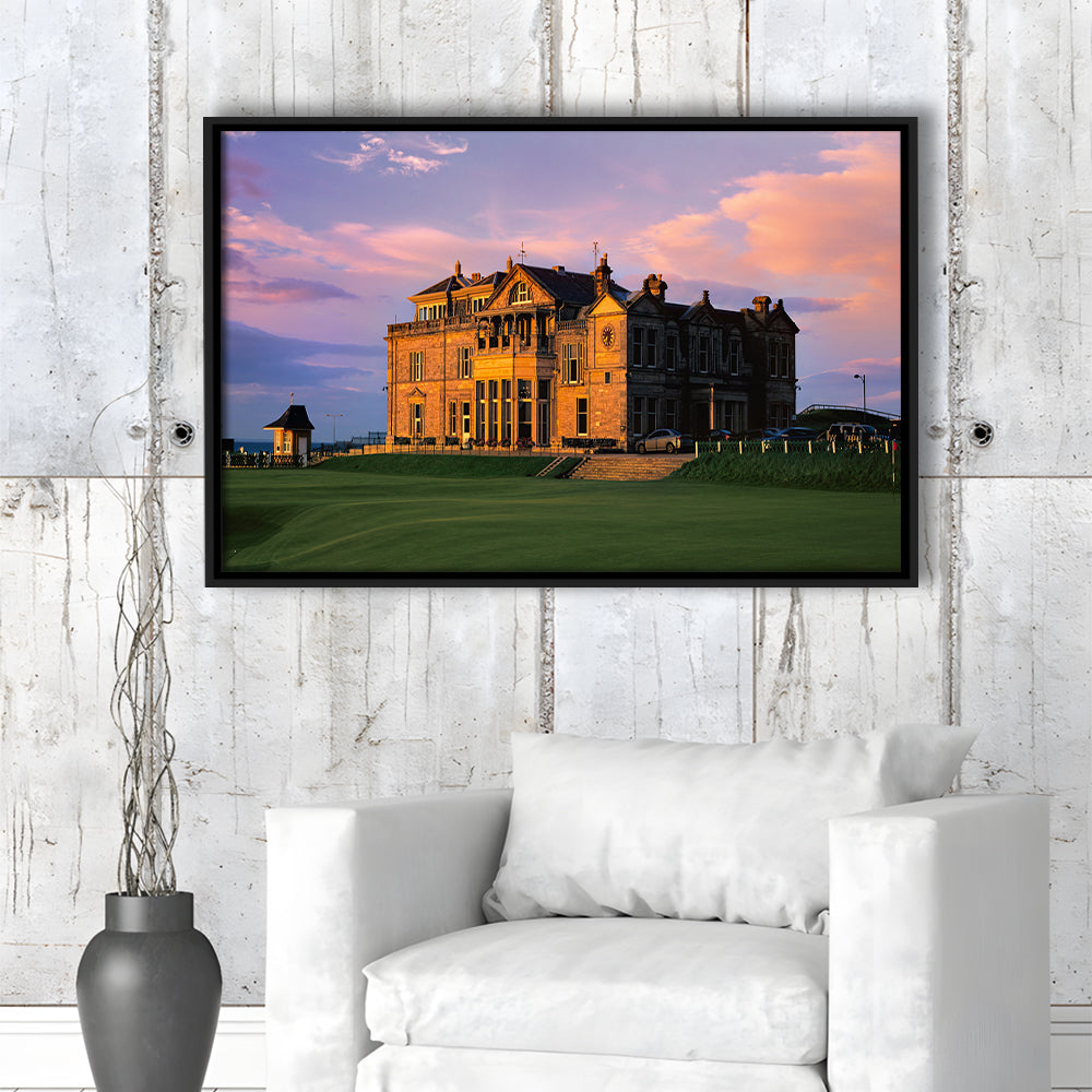 Royal & Ancient Golf, 18Th Green Of The Old Course, St Andrews, Scotland, Framed Canvas Print Wall Art
