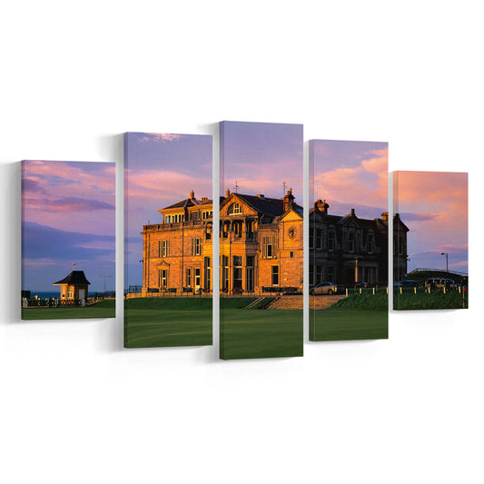 Royal & Ancient Golf, 18Th Green Of The Old Course, St Andrews, Scotland, 5 Pieces Mixed Canvas Print Wall Art