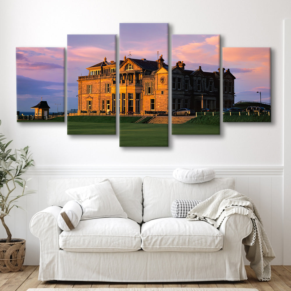 Royal & Ancient Golf, 18Th Green Of The Old Course, St Andrews, Scotland, 5 Pieces Mixed Canvas Print Wall Art