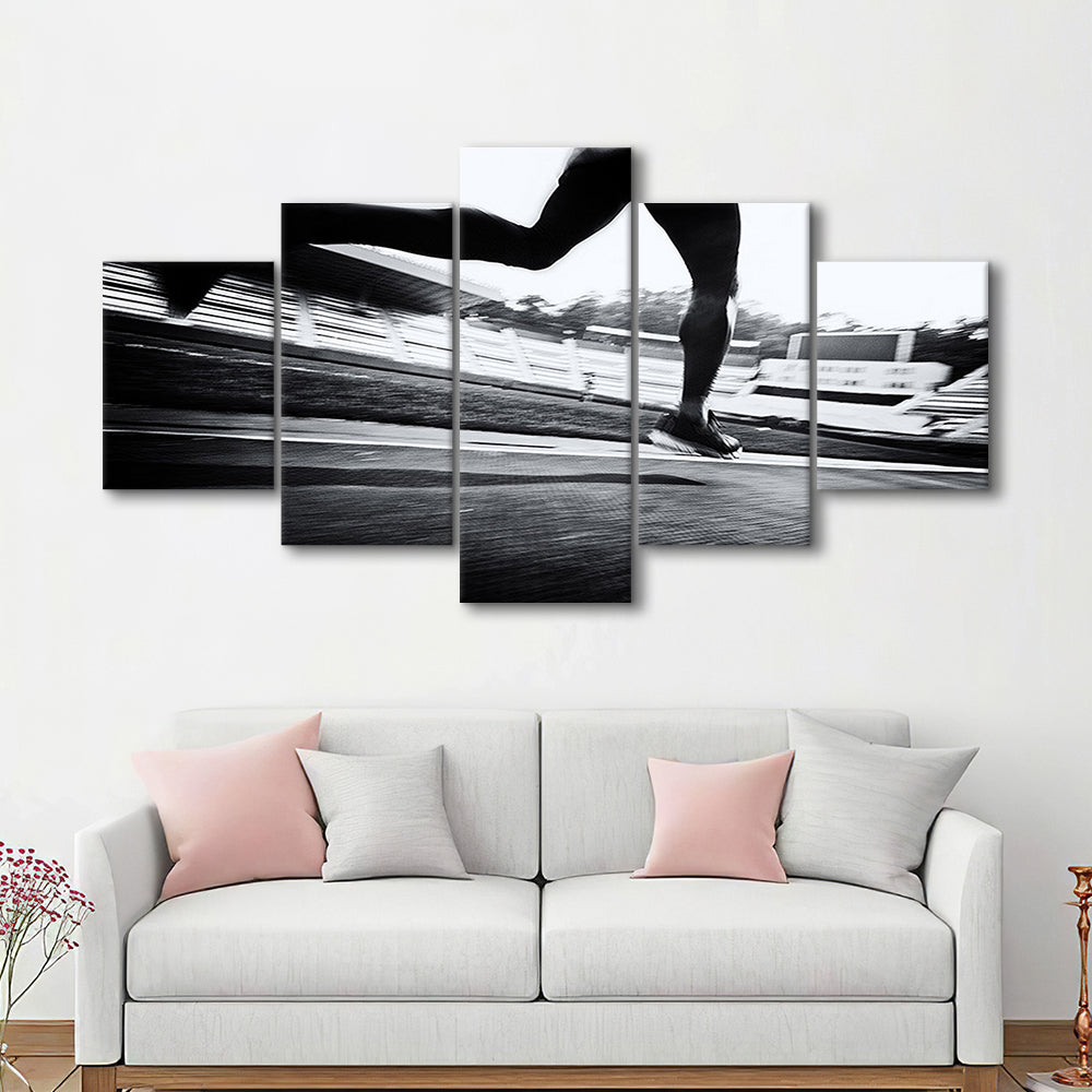 Running Wall Art, Sports Decor Art, Motivational Art, Sports Art Extra Large Canvas, 5 Piece Large Cavas Print Wall Art