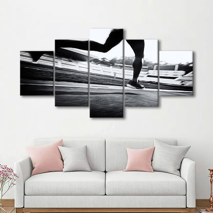 Running Wall Art, Sports Decor Art, Motivational Art, Sports Art Extra Large Canvas, 5 Piece Large Cavas Print Wall Art