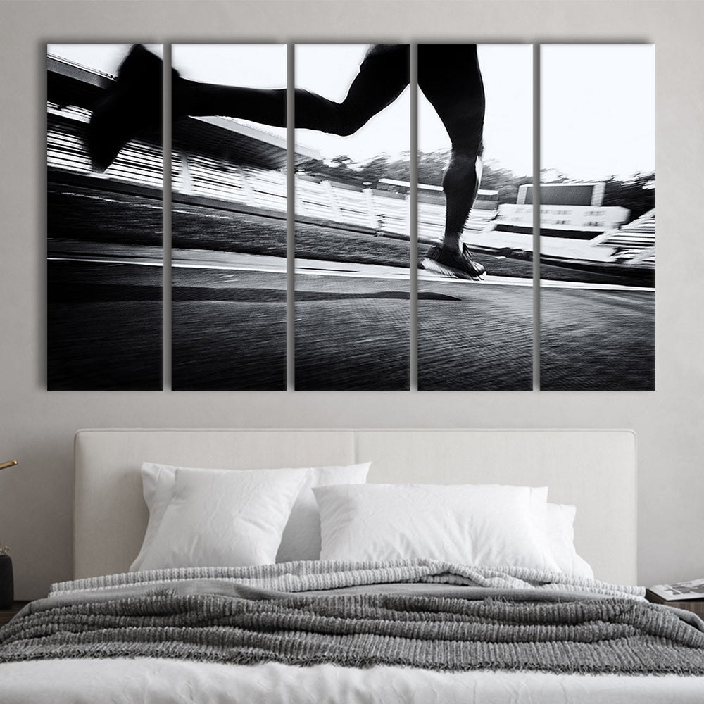 Running Wall Art, Sports Decor Art, Motivational Art, Sports Wall Art, 5 Piece B Extra Large Cavas Print Wall Art Decor