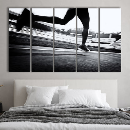 Running Wall Art, Sports Decor Art, Motivational Art, Sports Wall Art, 5 Piece B Extra Large Cavas Print Wall Art Decor