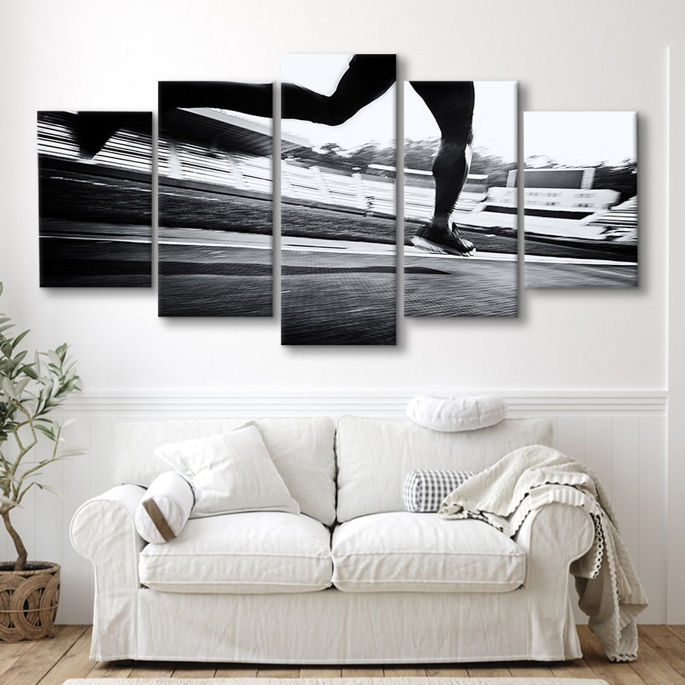 Running Wall Art, Sports Decor Art, Motivational Art, Sports Art Extra Large Canvas, 5 Piece Large Cavas Print Wall Art