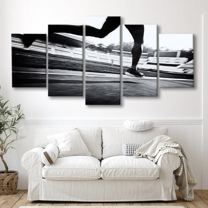 Running Wall Art, Sports Decor Art, Motivational Art, Sports Art Extra Large Canvas, 5 Piece Large Cavas Print Wall Art