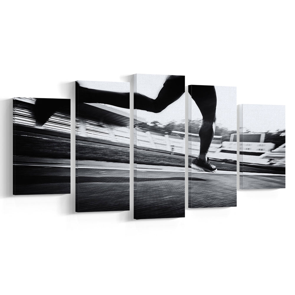 Running Wall Art, Sports Decor Art, Motivational Art, Sports Art Extra Large Canvas, 5 Piece Large Cavas Print Wall Art