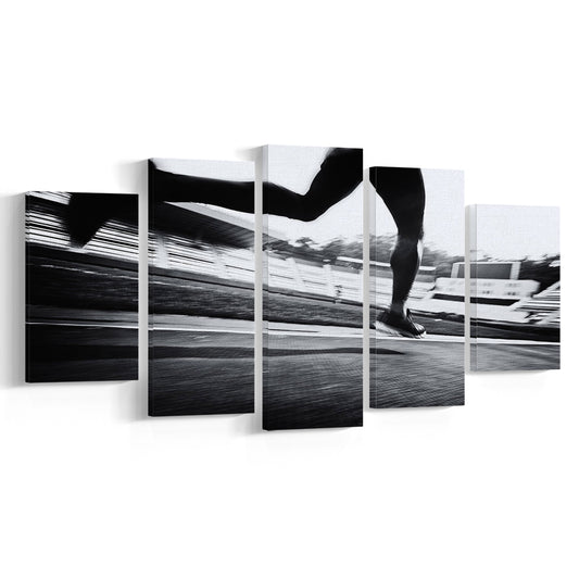 Running Wall Art, Sports Decor Art, Motivational Art, Sports Art Extra Large Canvas, 5 Piece Large Cavas Print Wall Art