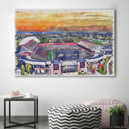 Rutgers Scarlet Knights, SHI Painting Stadium Watercolor, Sport Art, Gifts for him, Canvas Print Wall Art