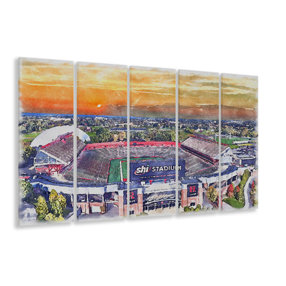 Rutgers Scarlet Knights, SHI Painting Stadium Watercolor, Sport Art, Extra Large Canvas Print Wall Art