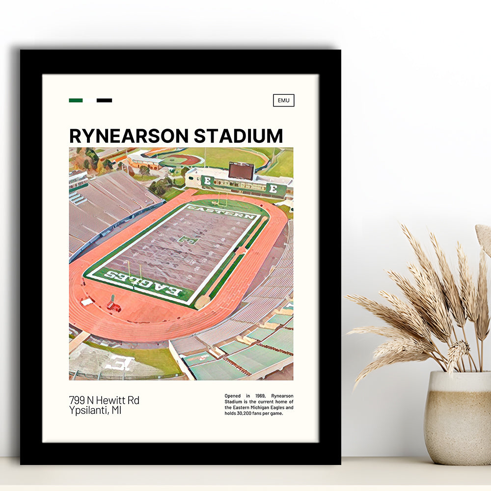 Rynearson Stadium Print, Eastern Michigan Eagles Stadium Art, Gifts for him, Sport Art, Framed Art Print Wall Decor