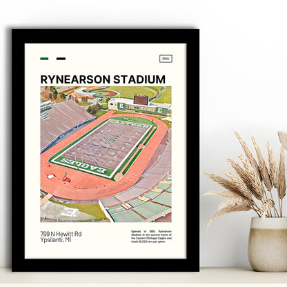 Rynearson Stadium Print, Eastern Michigan Eagles Stadium Art, Gifts for him, Sport Art, Framed Art Print Wall Decor