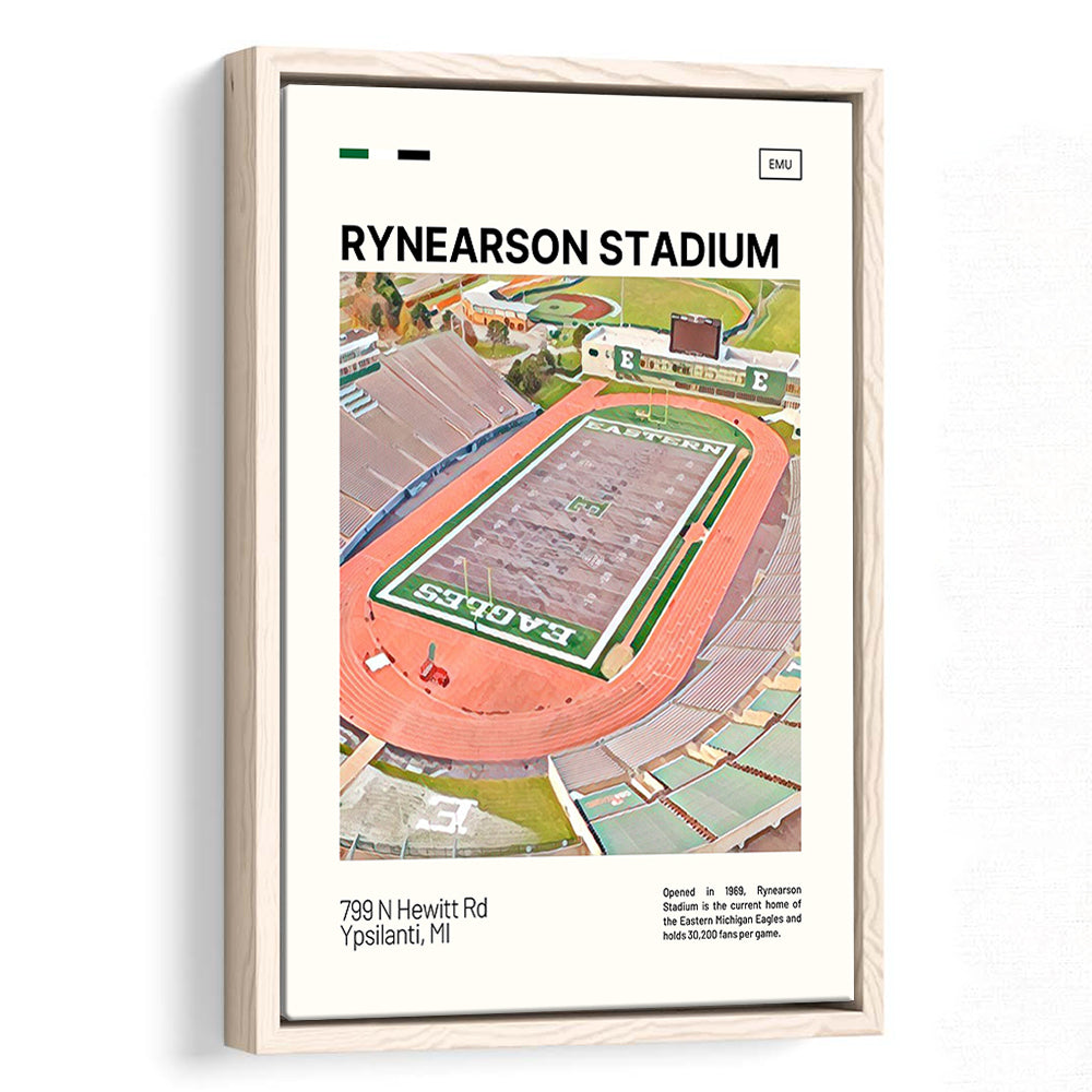 Rynearson Stadium Print, Eastern Michigan Eagles Stadium Canvas Art, Man Cave Gift, Floating Framed Canvas Print Wall Art