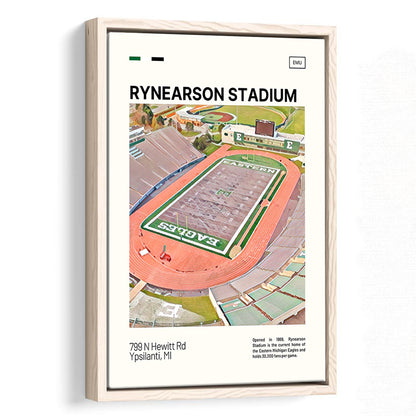 Rynearson Stadium Print, Eastern Michigan Eagles Stadium Canvas Art, Man Cave Gift, Floating Framed Canvas Print Wall Art