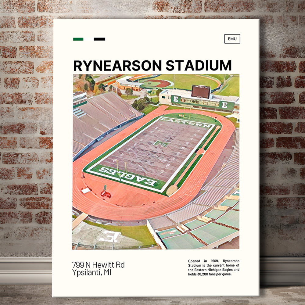 Rynearson Stadium Print, Eastern Michigan Eagles Stadium Canvas Art, Fan Gifts, Sport Art, Canvas Print Wall Art
