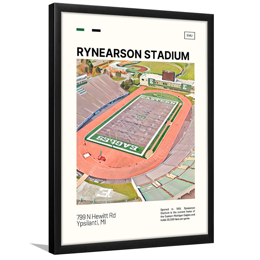 Rynearson Stadium Print, Eastern Michigan Eagles Stadium Art, Gifts for him, Sport Art, Framed Art Print Wall Decor