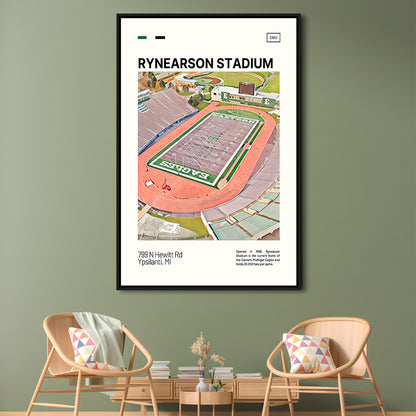 Rynearson Stadium Print, Eastern Michigan Eagles Stadium Canvas Art, Man Cave Gift, Floating Framed Canvas Print Wall Art