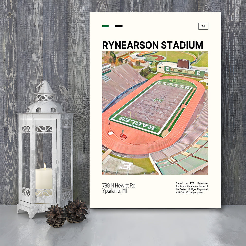 Rynearson Stadium Print, Eastern Michigan Eagles Stadium Canvas Art, Fan Gifts, Sport Art, Canvas Print Wall Art