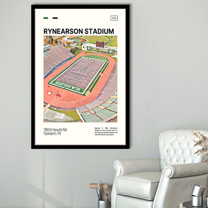 Rynearson Stadium Print, Eastern Michigan Eagles Stadium Art, Gifts for him, Sport Art, Framed Art Print Wall Decor