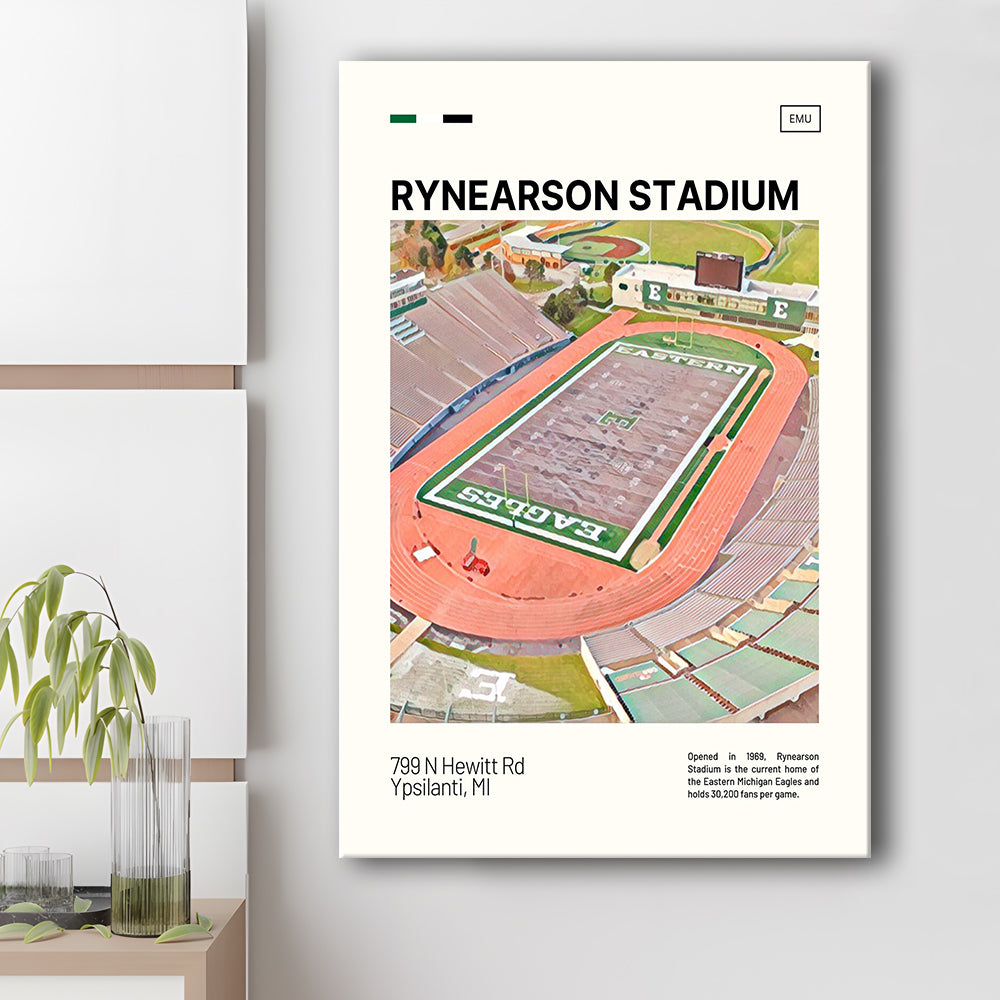 Rynearson Stadium Print, Eastern Michigan Eagles Stadium Canvas Art, Fan Gifts, Sport Art, Canvas Print Wall Art