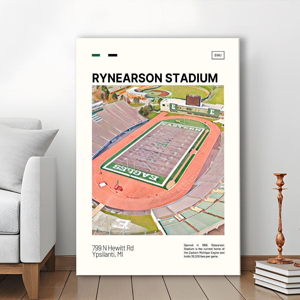 Rynearson Stadium Print, Eastern Michigan Eagles Stadium Canvas Art, Fan Gifts, Sport Art, Canvas Print Wall Art
